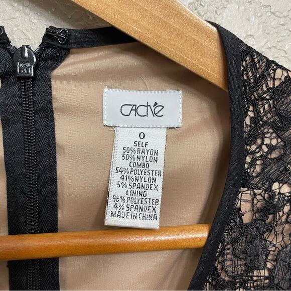 Cache lace black Floral Cocktail Dress sz 0 - Picture 8 of 8